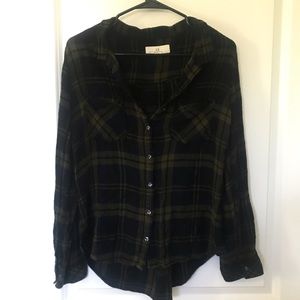 Thread & Supply Navy and Mustard Plaid Shirt
